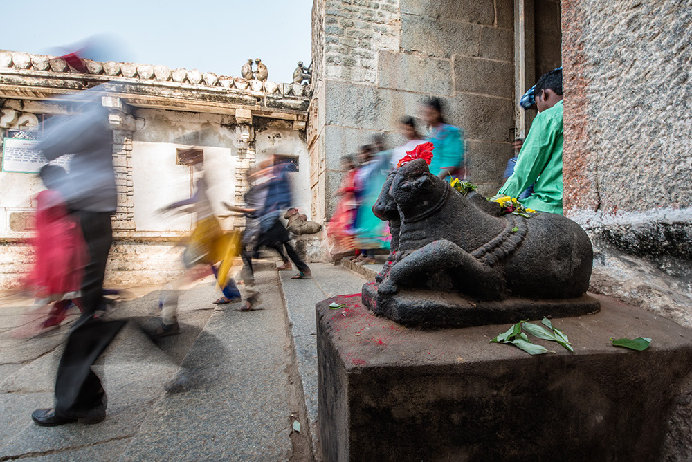 Nandi Inside Veerupaksah Temple Entrance